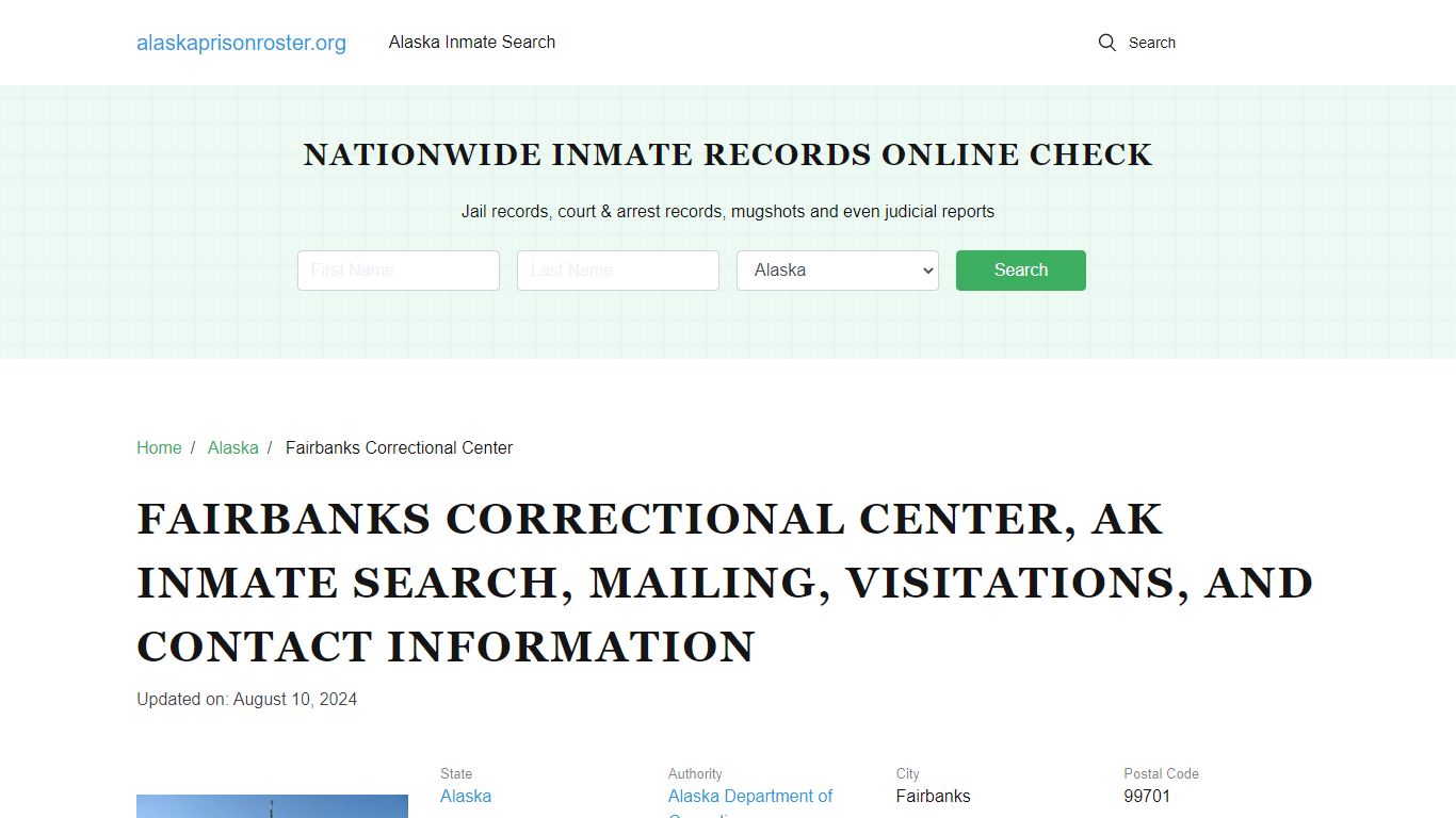 Fairbanks Correctional Center, AK Inmate Search, Mailing, Visitations ...